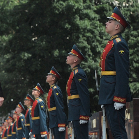 Russia's President Vladimir Putin at the Tomb of the Unknown Soldier just outside the Kremlin in Moscow on June 22, 2012 (ALEXEY DRUZHININ/AFP/GettyImages)