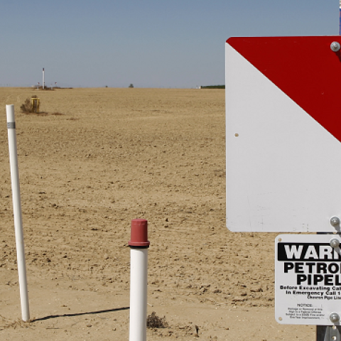 An underground crude oil pipeline  on March 23, 2014 near Lost Hills, California. (David McNew/Getty Images)