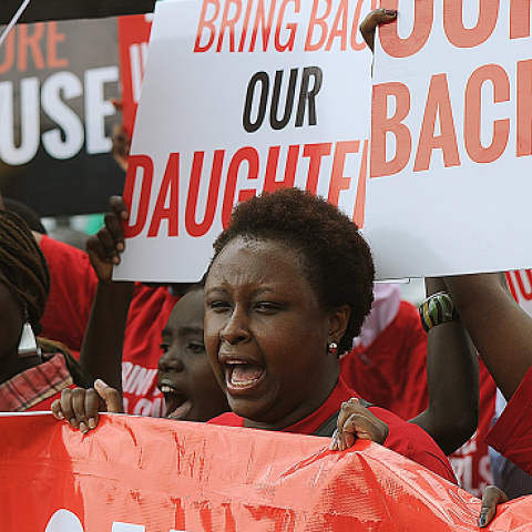 Activists march on May 15, 2014 in the streets of Kenya's capital Nairobi demanding the release of more than 200 schoolgirls abducted from schools in nothern Nigeria by muslim extremist group Boko-haram.(TONY KARUMBA/AFP/Getty Images)