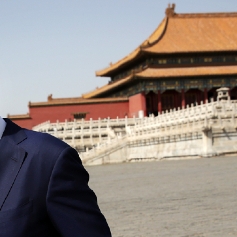 U.S. Secretary of Defense Chuck Hagel tours the Forbidden City in Beijing, China, April 9, 2014. (Alex Wong/Getty Images)