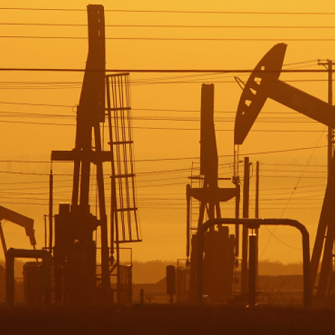 Pump jacks in an oil field over the Monterey Shale formation on March 24, 2014 near Lost Hills, California. (David McNew/Getty Images)