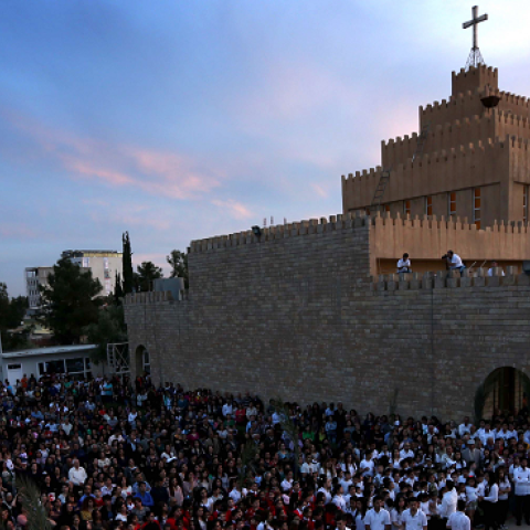 Iraqi Christians at St. Joseph church in Arbil, Iraq, on April 12, 2014. (SAFIN HAMED/AFP/Getty Images)