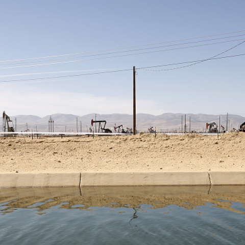 Pump jacks in an oil field over the Monterey Shale formation on March 23, 2014 near Lost Hills, California. (David McNew/Getty Images)