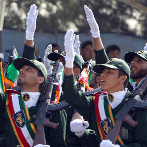 Iranian elite revolutionary guards march during an annual military parade in Tehran on September 22, 2011. (ATTA KENARE/AFP/Getty Images)