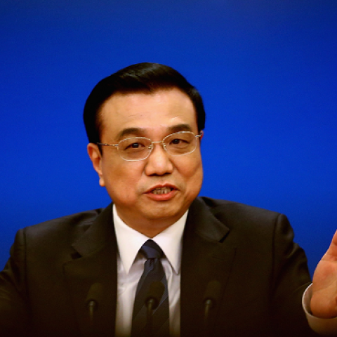 China's Premier Li Keqiang speaks at the Great Hall of the People on March 13, 2014 in Beijing, China. (Feng Li/Getty Images)