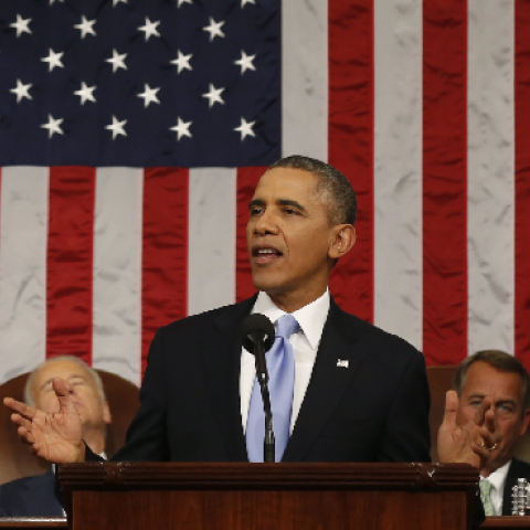 U.S. President Barack Obama delivers his State of the Union speech on Capitol Hill on January 28, 2014 in Washington, DC.(Larry Downing-Pool/Getty Images)