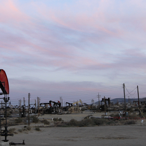 Pump jacks and wells on the Monterey Shale formation on March 23, 2014 near McKittrick, California. (David McNew/Getty Images)