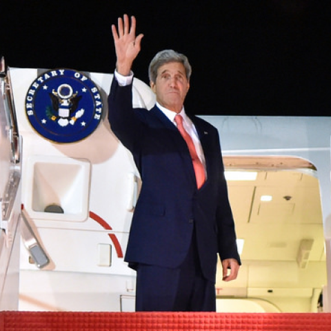 U.S. Secretary of State John Kerry departs Washington, July 21, 2014, en route to Egypt (State Department photo). 