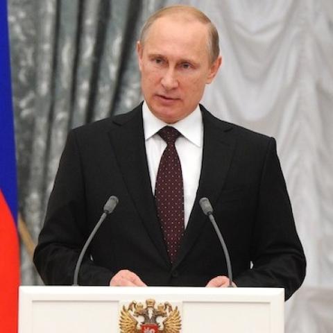 Russia's President Vladimir Putin speaks during an awarding ceremony in the Kremlin in Moscow, on July 31, 2014. (MIKHAIL KLIMENTYEV/AFP/Getty Images)