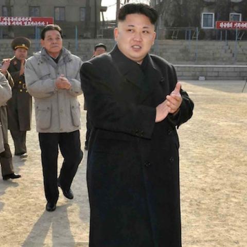 North Korean leader Kim Jong-Un (C, front) inspecting the command of Korean People's Army (KPA) Unit 534. (KNS/AFP/Getty Images)