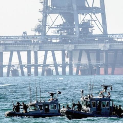 Israeli navy vessels patrolling the Mediterranean Sea, July 9, 2014. (JACK GUEZ/AFP/Getty Images)