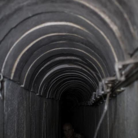 A tunnel built underground by Hamas militants leading from the Gaza Strip into Southern Israel, seen on August 4, 2014 near the Israeli Gaza border. (Ilia Yefimovich/Getty Images)