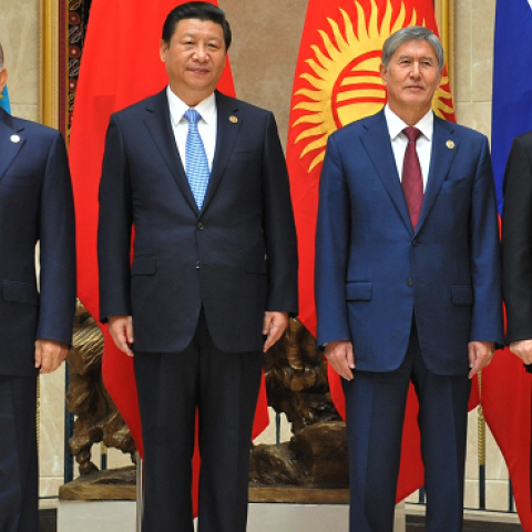 Summit of the Shanghai Cooperation Organization (SCO) at the Ala-Archa state residence in Bishkek, on September 13, 2013.  (VYACHESLAV OSELEDKO/AFP/Getty Images)