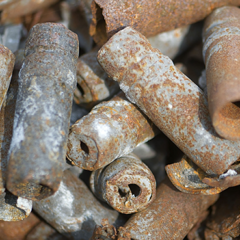 Destroyed ammunition is stored in a container during a press day at the GEKA facility on March 5, 2014 in Munster, Germany. (Nigel Treblin/Getty Images)