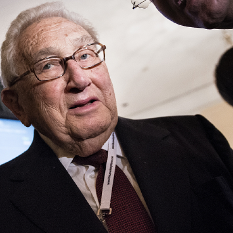 Former US Secretary of State Henry Kissinger (C) during the Munich Security Conference at the Bayerisher Hof Hotel on January 31, 2014 in Munich, Germany. (BRENDAN SMIALOWSKI/AFP/Getty Images)