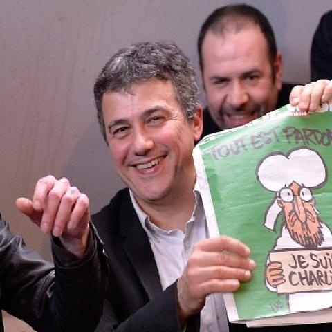 Press conference announcing publication of Charlie Hebdo's next edition, Paris, January 13, 2015 (Aurelien Meunier/Getty Images)