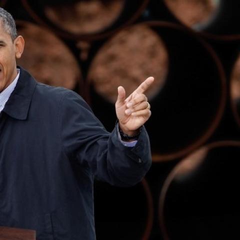 President Obama speaks at the southern site of the Keystone XL pipeline on March 22, 2012 in Cushing, Oklahoma. (Tom Pennington/Getty Images)