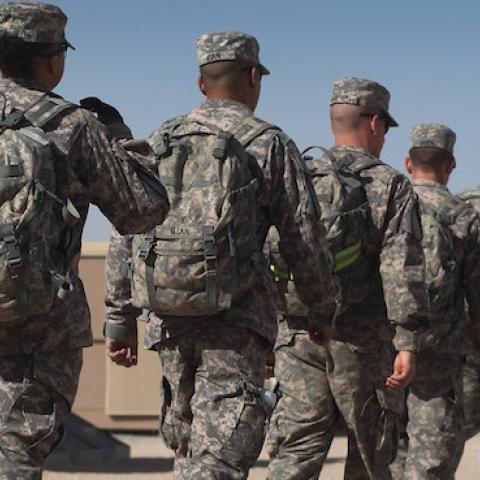 U.S. Army soldiers from 1-12, 1st Cavalry Division, on December 13, 2011 at Camp Virginia, near Kuwait City, Kuwait. (Joe Raedle/Getty Images)