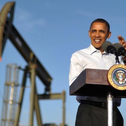US President Barack Obama speaks at an oil and gas production fields on federal lands March 21, 2012 near Maljamar, NM. (MANDEL NGAN/AFP/Getty Images)
