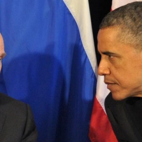 US President Barack Obama (R) meets his Russian counterpart Vladimir Putin (L) in Los Cabos, Mexico, on June 18, 2012, during the G20 leaders Summit. (ALEXEI NIKOLSKY/AFP/GettyImages)