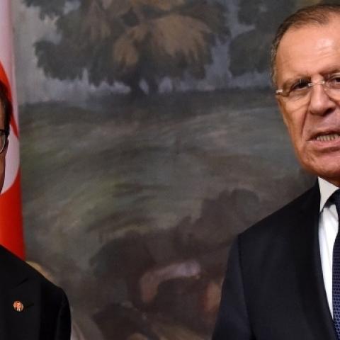Russian Foreign Minister Sergei Lavrov (R) and North Korea's Foreign Minister Ri Su Yong shake hands during a signing ceremony in Moscow on October 1, 2014. (KIRILL KUDRYAVTSEV/AFP/Getty Images)