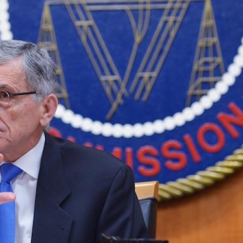 Federal Communications Commission Chairman Tom Wheeler speaks during a FCC hearing on the internet on February 26, 2015 in Washington, DC. (MANDEL NGAN/AFP/Getty Images)