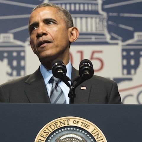 US President Barack Obama delivers remarks in Washington, DC, March 9, 2015. (JIM WATSON/AFP/Getty Images)