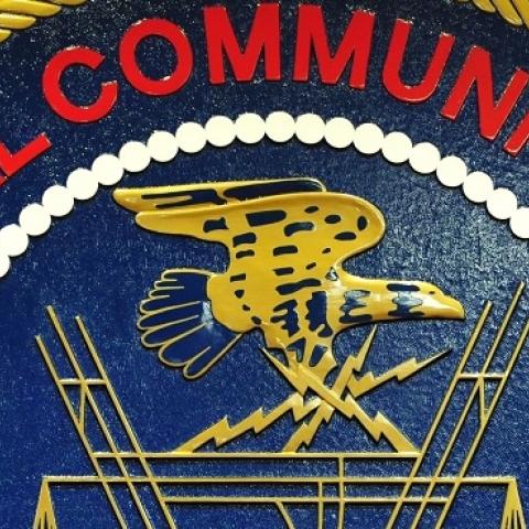 The seal for the Federal Communications Commission (FCC) in Washington, DC. (KAREN BLEIER/AFP/Getty Images)