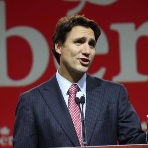 Liberal Party Leader Justin Trudeau gives speech at the Hilton/Toronto Markham Suites. (Vince Talotta/Toronto Star via Getty Images)