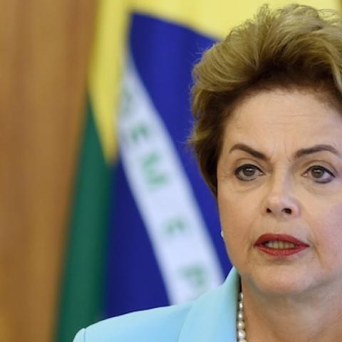Brazilian President Dilma Rousseff speaks at Planalto Palace in Brasilia, on August 20, 2015. (EVARISTO SA/AFP/Getty Images)