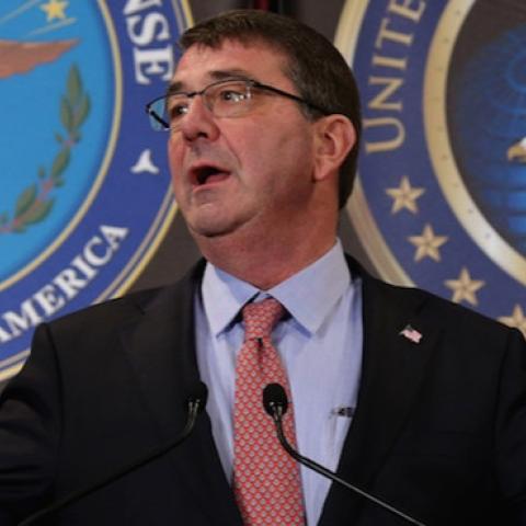 U.S. Secretary of Defense Ash Carter delivers remarks while visiting the NSA and command headquarters March 13, 2015 in Fort Meade, MD. (Chip Somodevilla/Getty Images)