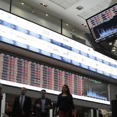 Sao Paulo's Stocks Exchange (Bovespa) headquarters in downtown Sao Paulo, Brazil, on August 24, 2015. (Miguel Schincariol/AFP/Getty Images)