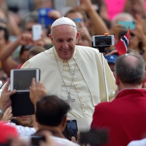 Pope Francis arrives at St Peter's square in the Vatican to lead his weekly general audience on September 16, 2015. (VINCENZO PINTO/AFP/Getty Images)