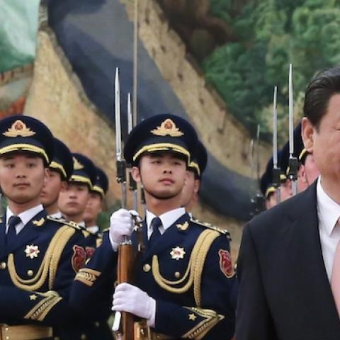 Chinese President Xi Jinping views an honour guard during a welcoming ceremony inside the Great Hall of the People on March 26, 2015 in Beijing, China. (Feng Li/Getty Images)