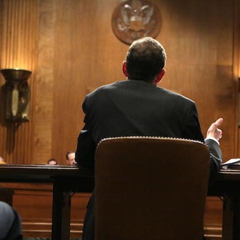 CBO Director Douglas Elmendorf testifies during a hearing before the Senate Budget Committee, February 2, 2012. (Alex Wong/Getty Images)