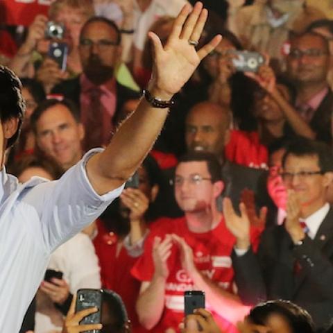 Newly elected Canadian PM Justin Trudeau during the Canadian Federal Election at the Embassy Grand Convention Centre in Brampton. August 25, 2015. (Steve Russell/Toronto Star via Getty Images)