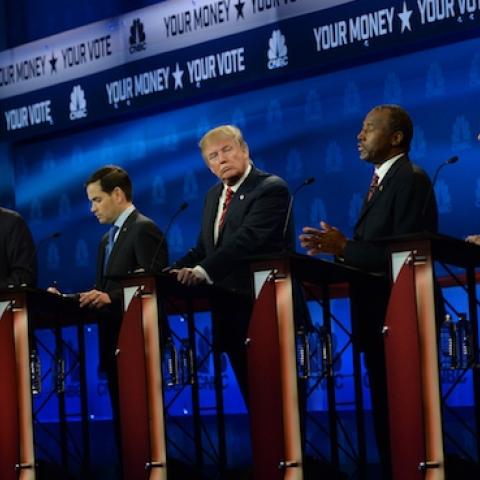 The CNBC Republican Presidential Debate at the Coors Events Center, October 28, 2015 in Boulder, Colorado. (RJ Sangosti/The Denver Post via Getty Images)