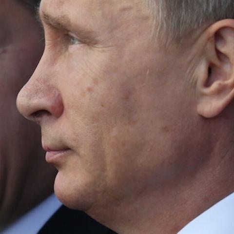 Russian President Vladimir Putin (R) and Turkish President Tayyip Erdogan attend an opening ceremony for the newly restored Moscow Cathedral Mosque on September 23, 2015 in Moscow, Russia. (Sasha Mordovets/Getty Images)