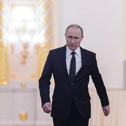 Russian President Vladimir Putin enters the Federal Assembly in Grand Kremlin Palace in Moscow on December 3, 2015. (Sasha Mordovets/Getty Images