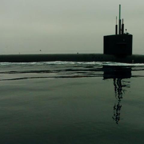 Trident submarine USS Georgia (SSGN 729) on Thursday, October 7, 2004 off the coast of Southern California. (Sandy Huffaker/Getty Images)