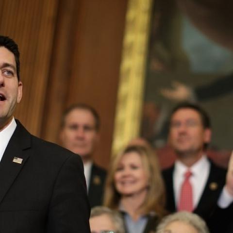 Speaker of the House Paul Ryan (R-WI) delivers remarks before signing legislation to repeal the Affordable Care Act in the Rayburn Room at the U.S. Capitol January 7, 2016 in Washington, DC. (Chip Somodevilla/Getty Images)