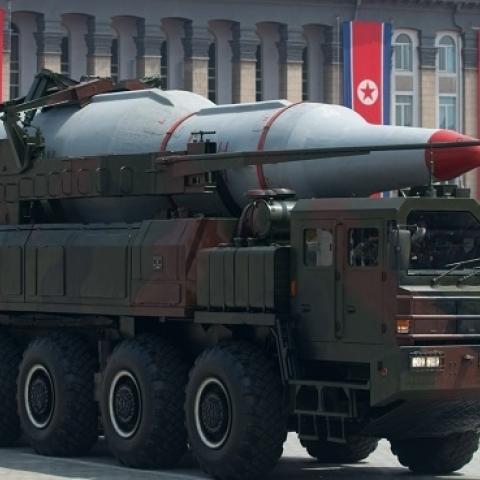 A North Korean Taepodong-class missile is displayed during a military parade in Pyongyang on July 27, 2013. (Ed Jones/AFP/Getty Images)