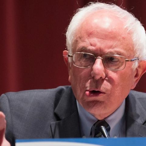 Democratic Presidential Nominee Senator Bernie Sanders (D-VT) speaks at a campaign event at Drake University on June 12, 2015 in Des Moines, Iowa. (Scott Olson/Getty Images)