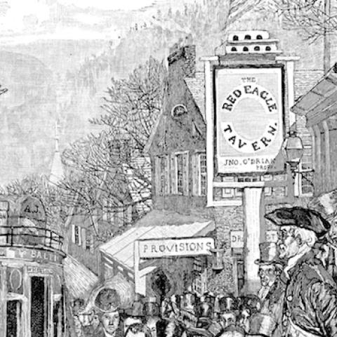 Andrew Jackson (1767-1845), 7th president of the USA, as President-elect, delivering a speech from the driver's seat of his coach on his triumphal journey to Washington, 1828. Engraving from 'Harper's Weekly', 1881 (Universal History Archive/Getty Images)