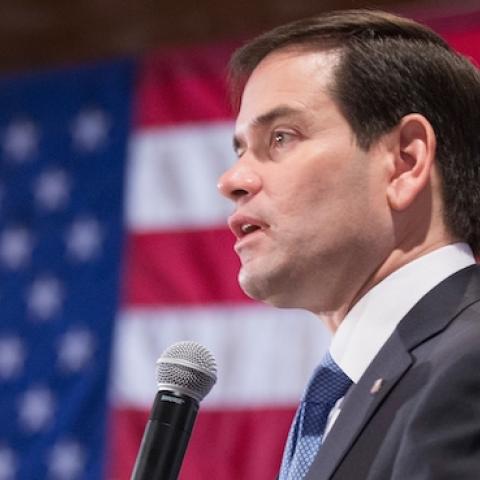 Republican presidential candidate Sen. Marco Rubio (R-FL) speaks to guests during a rally on January 6, 2016 in Marshalltown, Iowa. (Scott Olson/Getty Images)