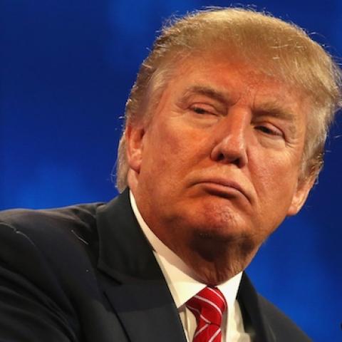 Presidential candidates Donald Trump pauses during the CNBC Republican Presidential Debate at University of Colorados Coors Events Center October 28, 2015 in Boulder, Colorado. (Justin Sullivan/Getty Images)