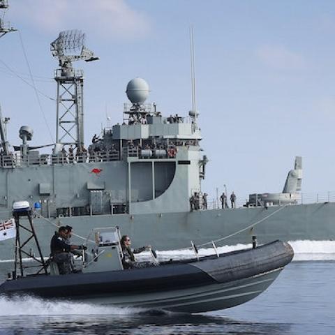 HMAS Melbourne conducting Maritime security Operations in the Persian Gulf and Indian Ocean. (Handout/Royal Australian Navy)