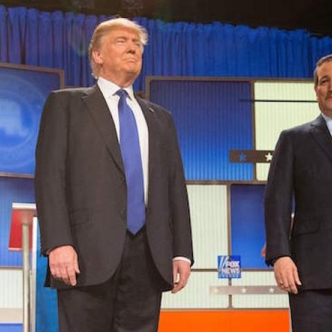 US Republican Presidential candidates (L-R) Marco Rubio, Donald Trump, Ted Cruz and John Kasich at the Republican Presidential Debate in Detroit on March 3, 2016. (GEOFF ROBINS/AFP/Getty Images)