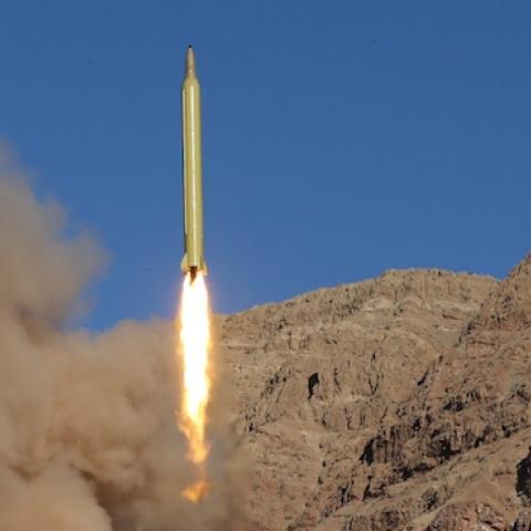 A long-range Qadr ballistic missile is launched in the Alborz mountain range in northern Iran on March 9, 2016. (MAHMOOD HOSSEINI/AFP/Getty Images)