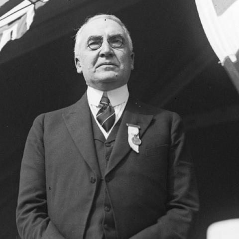 Pres. Harding in grandstand at Plymouth celebration, 1920. (Boston Public Library/Leslie Jones/Flickr)